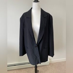 Vintage Marjorie Hamilton Black One Button Blazer with Shoulder Pads - Size 14